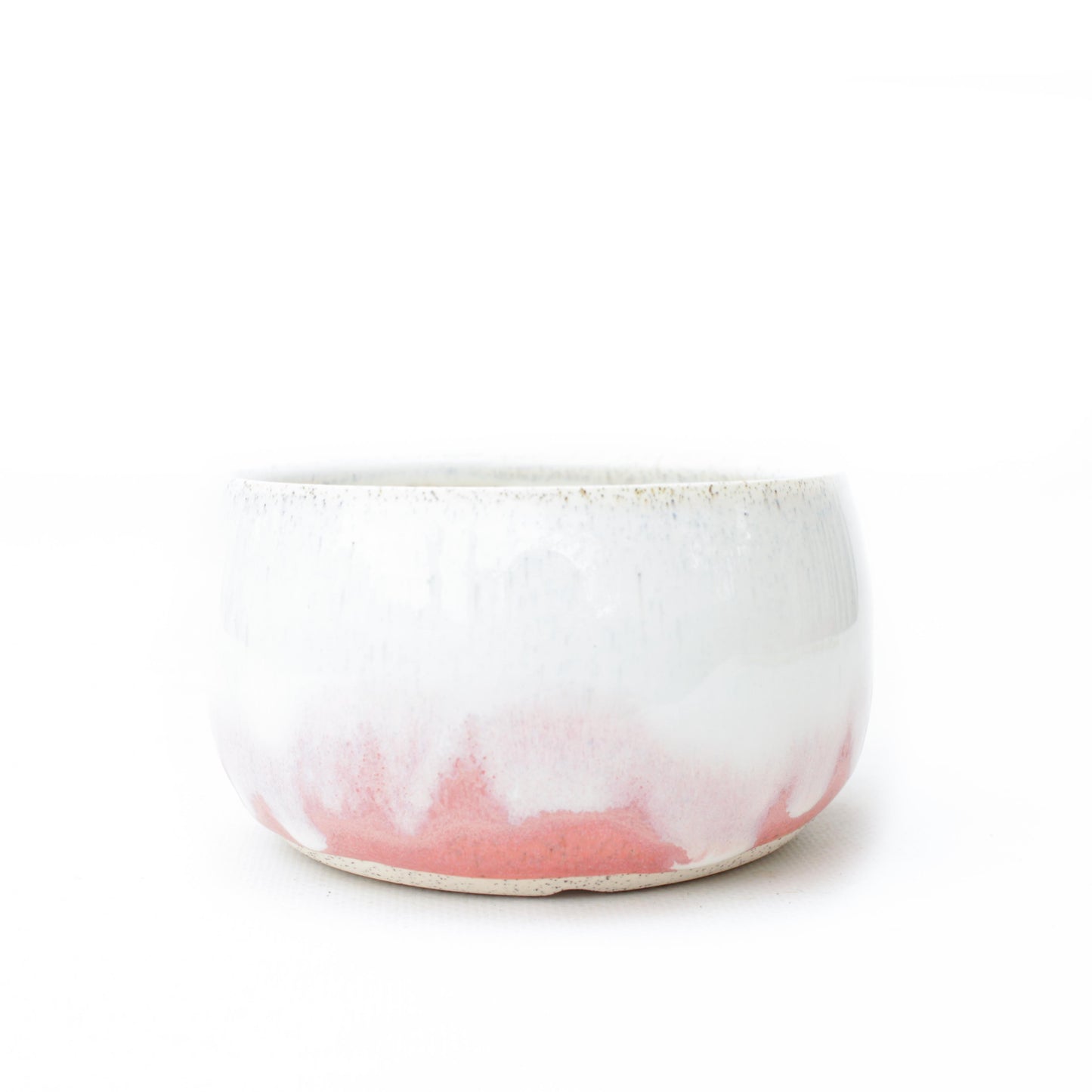 4.5" White & Pink Speckled Stoneware Planter Pot