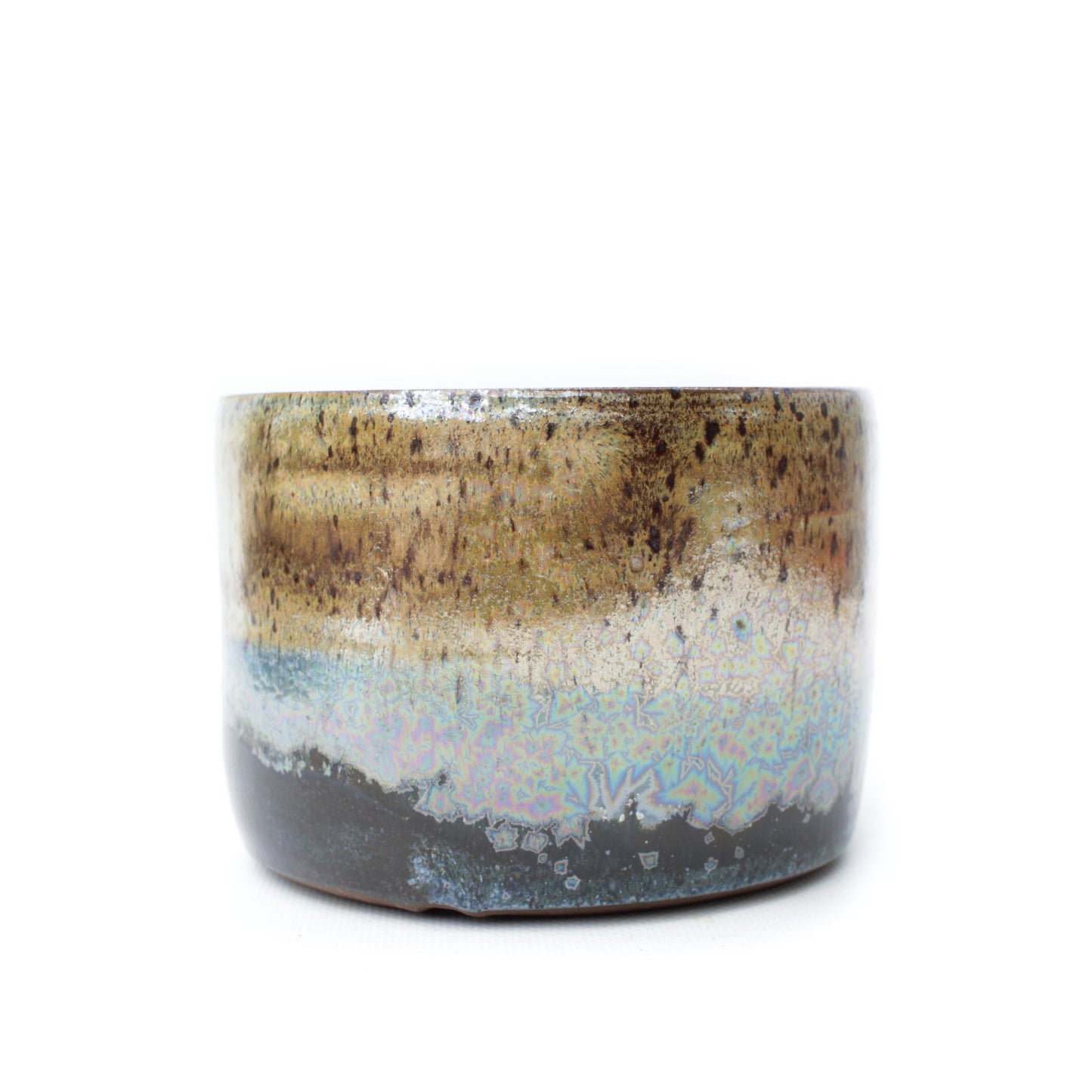 5.25" Crystal Brown Speckled Stoneware Planter Pot