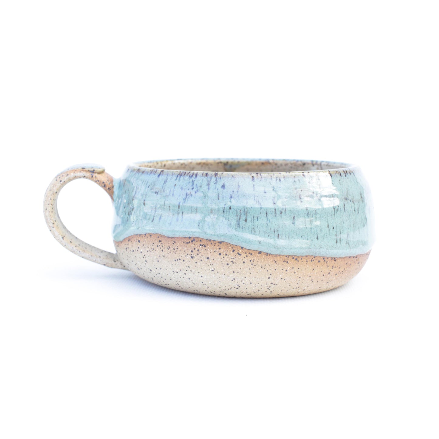 Minty Blue Shallow Speckled Stoneware Mug