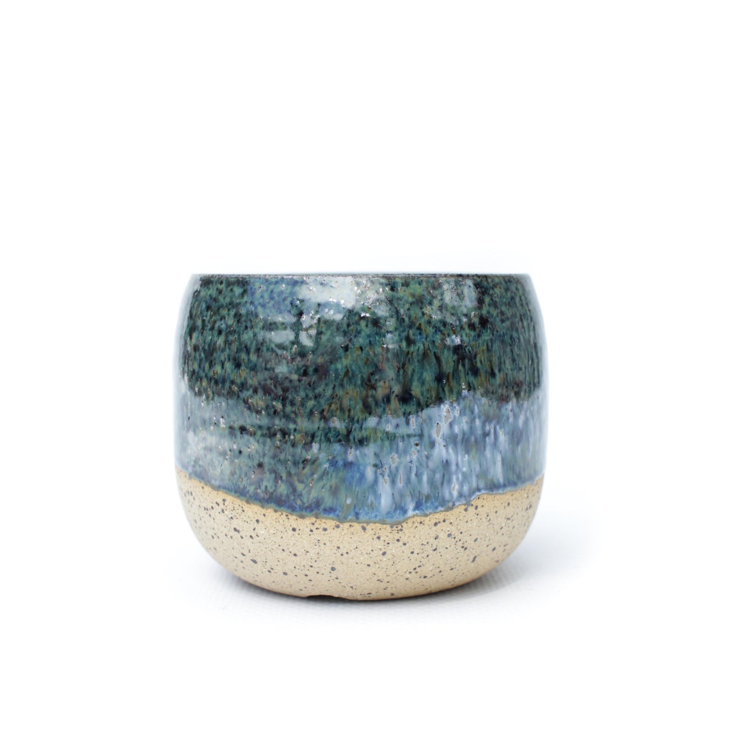3" Blue Speckled Stoneware Planter Pot