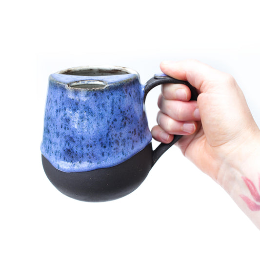 Cobalt Blue Cozy Black Stoneware Sip-Top Mug