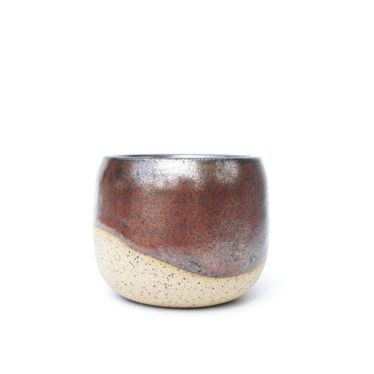 3.25" Bronze Brown Speckled Stoneware Planter Pot