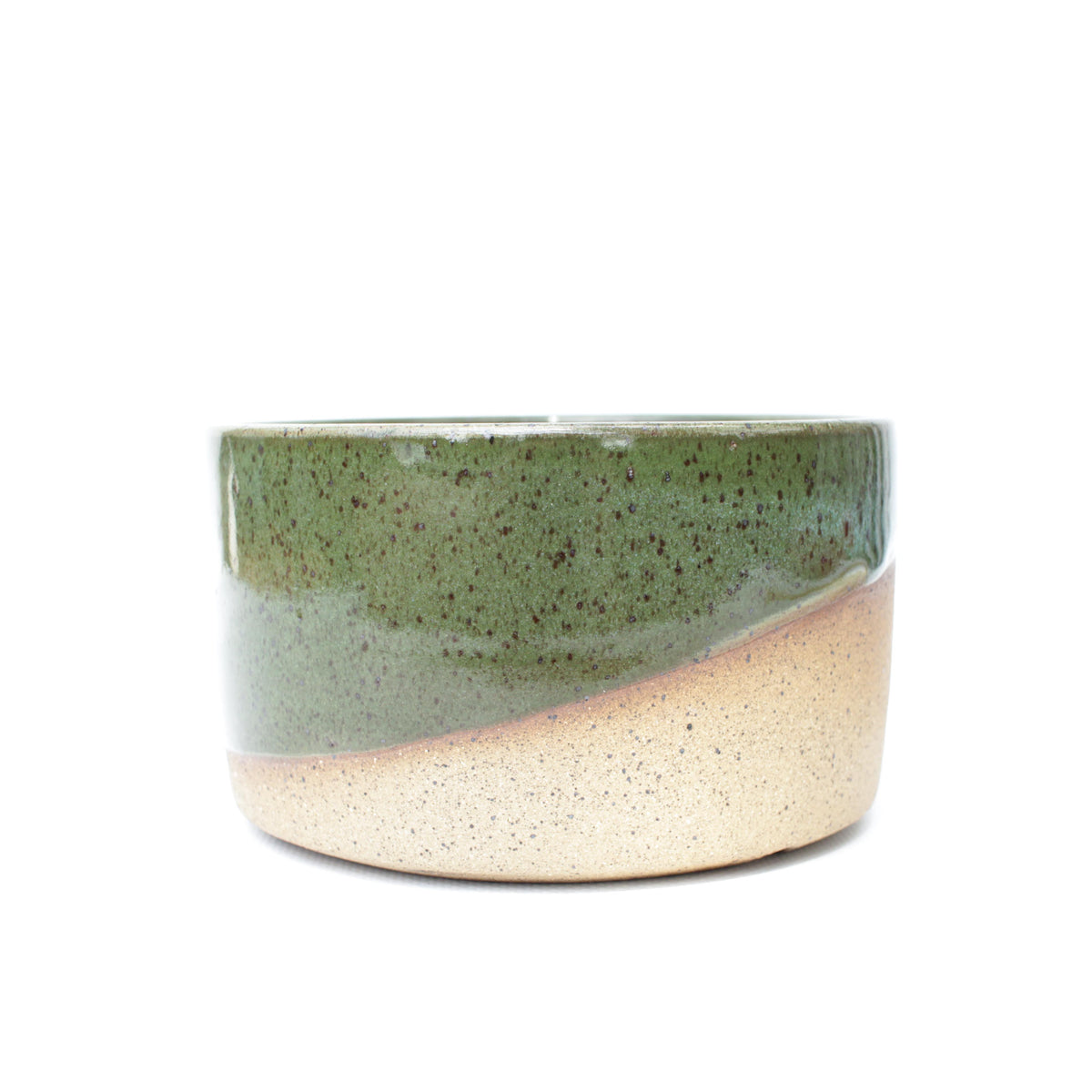 5" Green Speckled Stoneware Planter Pot