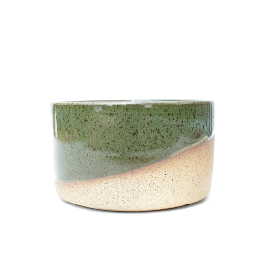 5" Green Speckled Stoneware Planter Pot