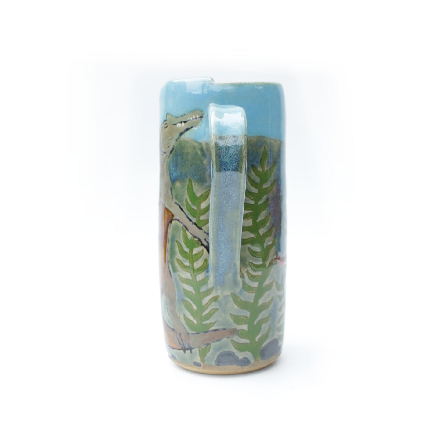 Spinosaurus Dinosaur Skinny Stoneware Travel Mug with Handle