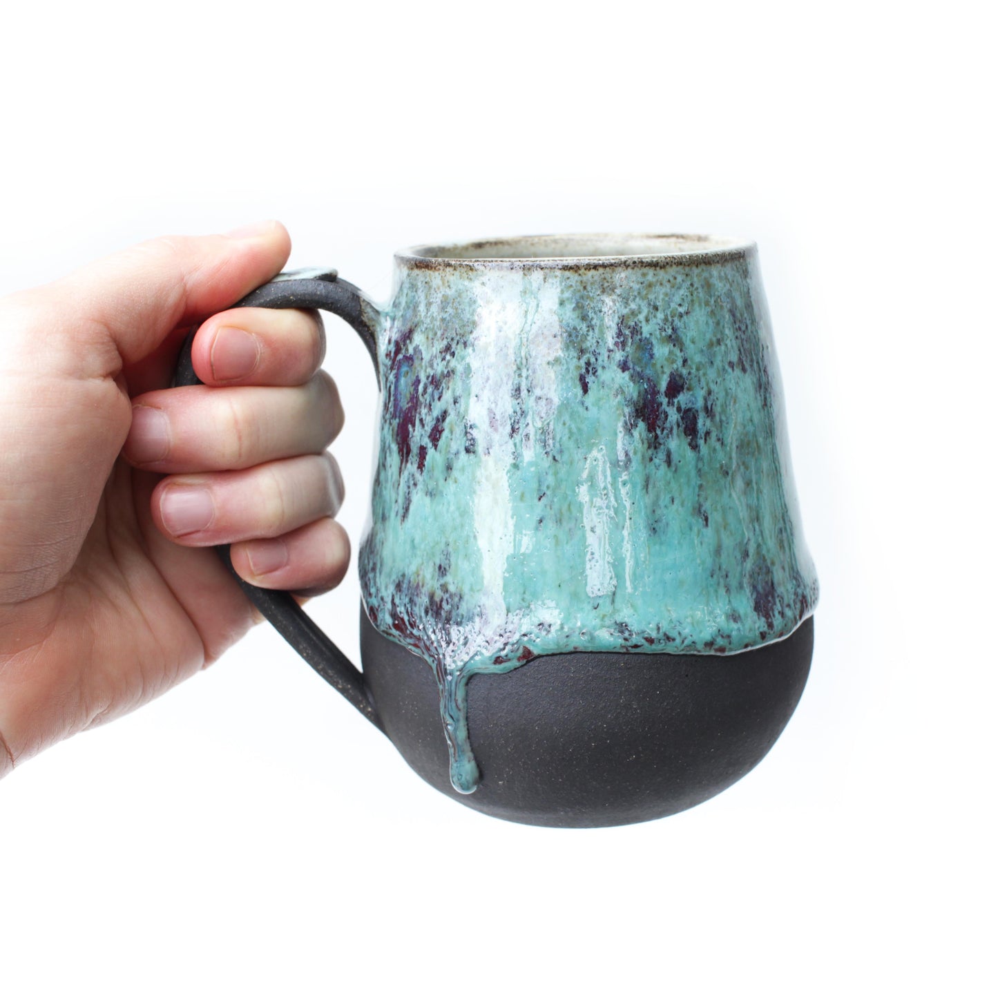 Mint Red Black Stoneware Mug