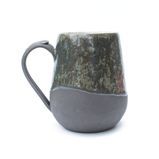 Blue Crystalline Black Stoneware Mug