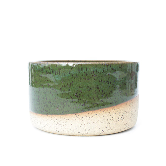 5.25" Green Speckled Stoneware Planter Pot