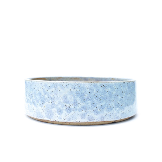7.75" Light Blue Lilac Speckled Stoneware Bonsai Pot
