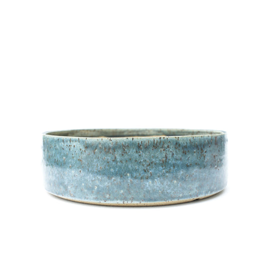 7.75" Blue Speckled Stoneware Bonsai Pot
