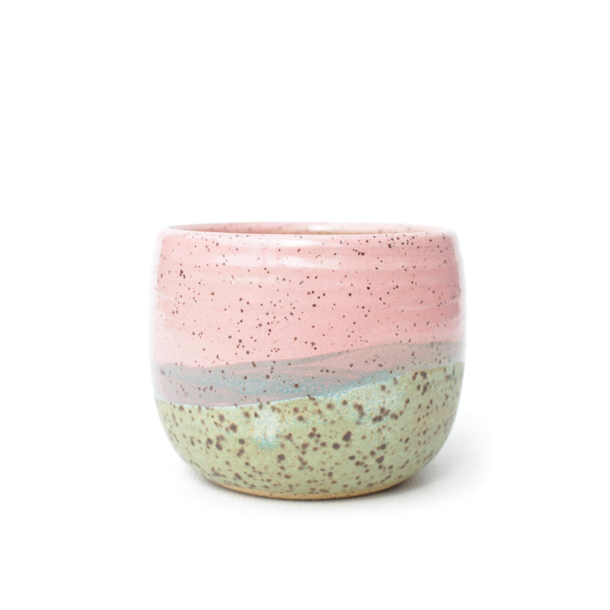 3" Pink & Turquoise Speckled Stoneware Planter Pot