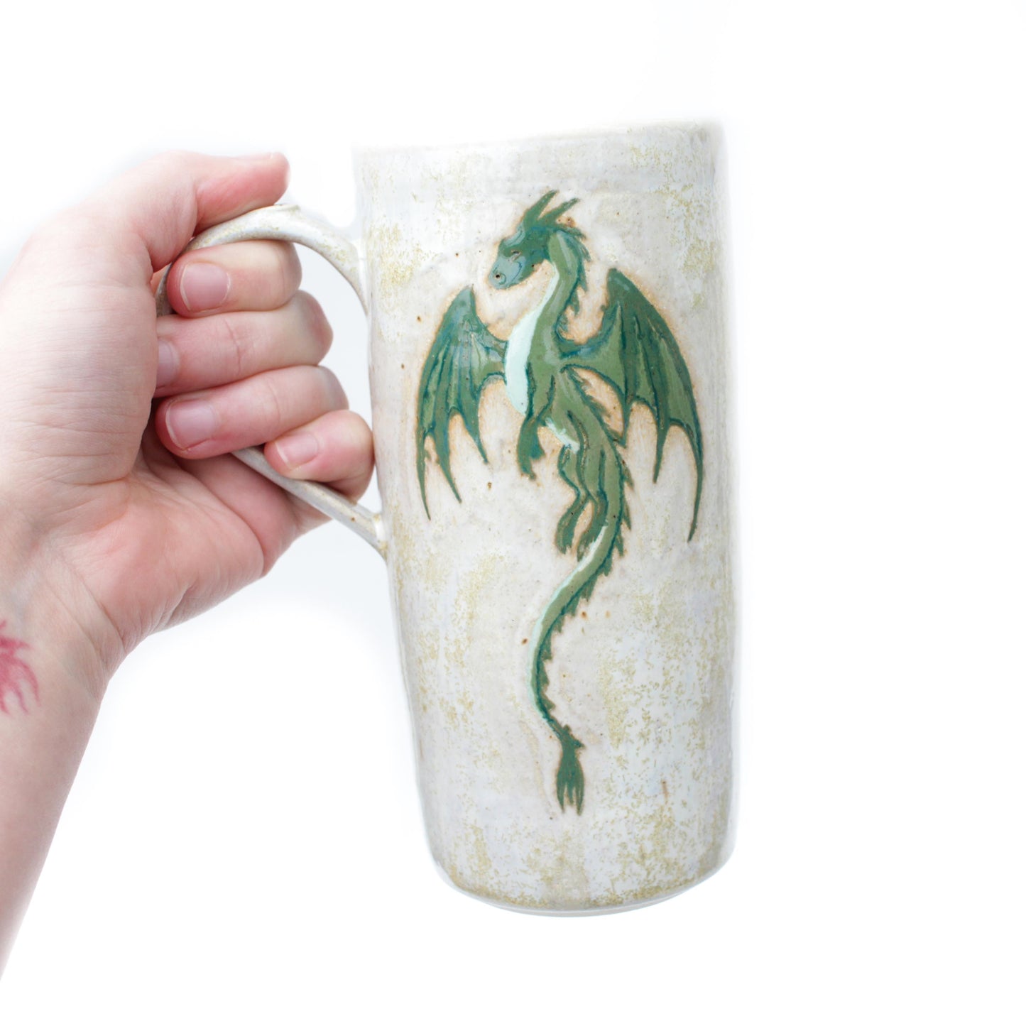Green Dragon Stoneware Mug with Handle