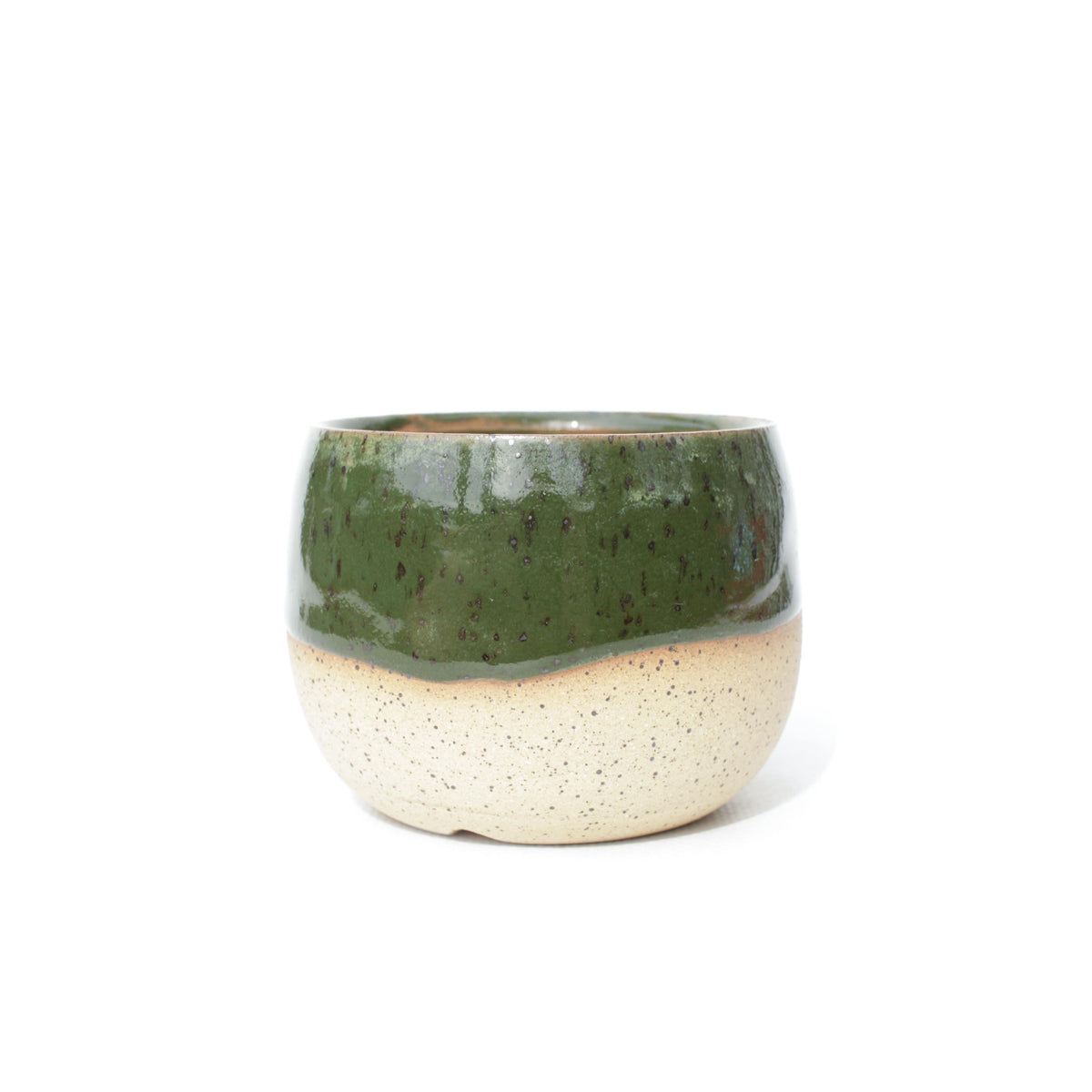3" Green Speckled Stoneware Planter Pot