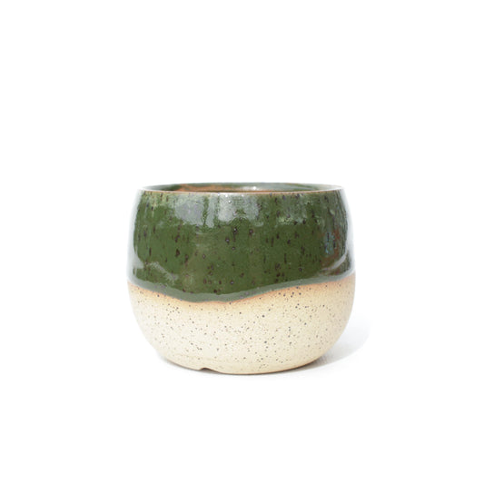 3" Green Speckled Stoneware Planter Pot