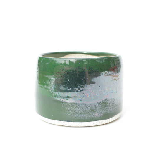 4" Green Speckled Stoneware Planter Pot
