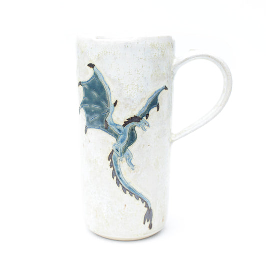 Blue Dragon Skinny Stoneware Travel Mug with Handle