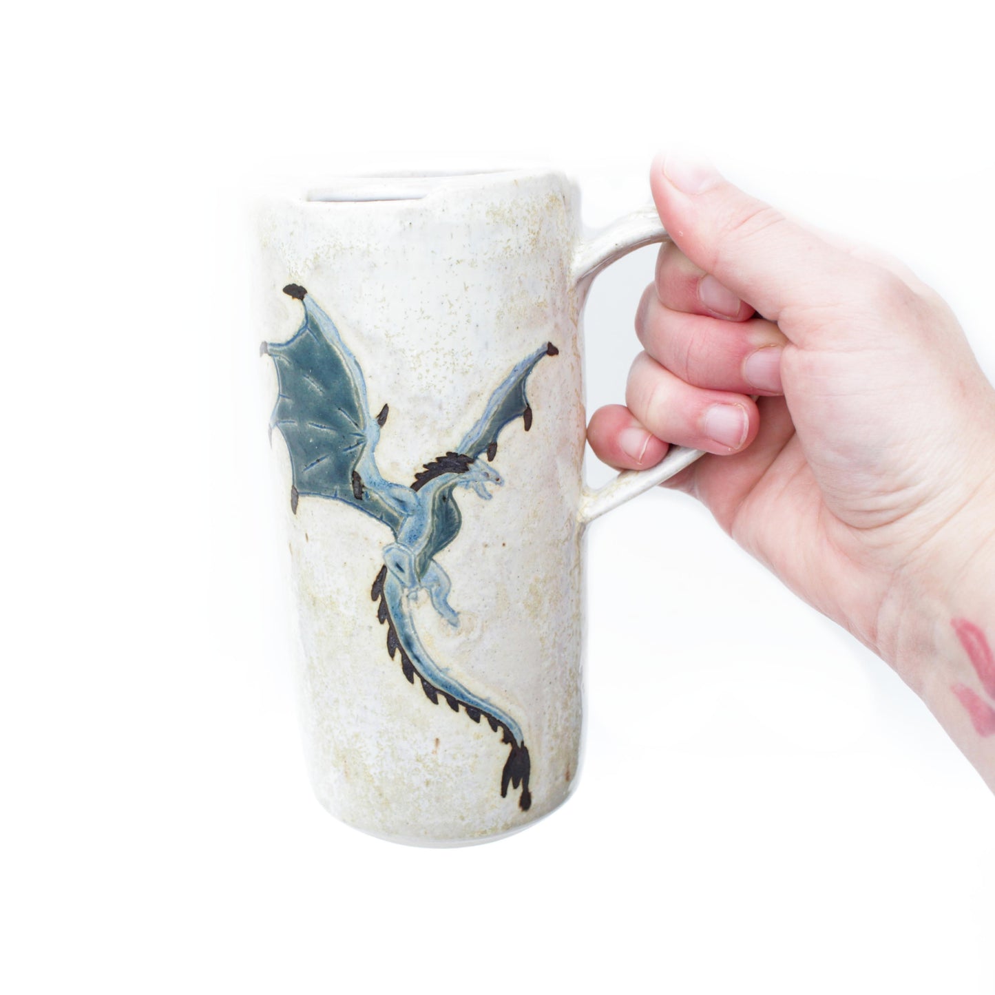 Blue Dragon Skinny Stoneware Travel Mug with Handle