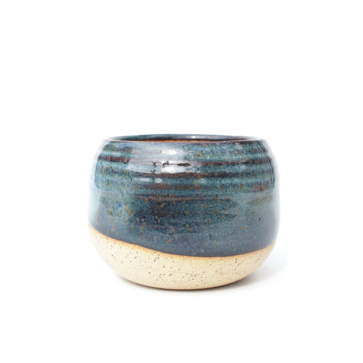 3.25" Blue Speckled Stoneware Planter Pot