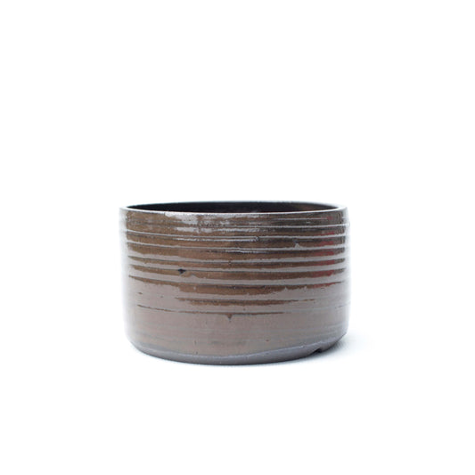 4" Dark Chocolate Black Stoneware Planter Pot