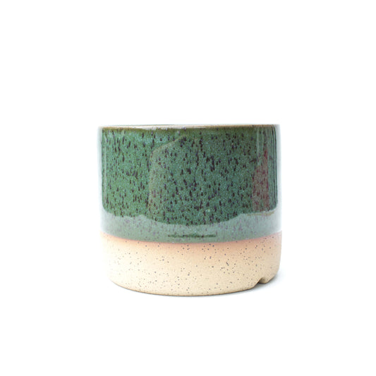 5" Green Speckled Stoneware Planter Pot