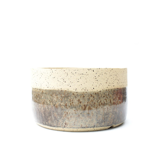 6" Ash Brown Speckled Stoneware Planter Pot