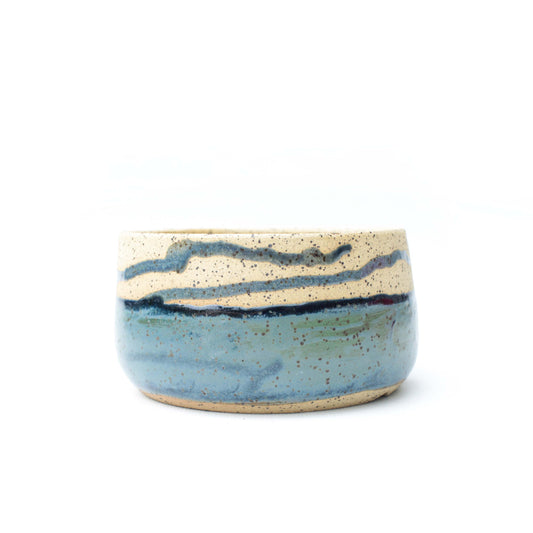 4.5" Blue Speckled Stoneware Planter Pot