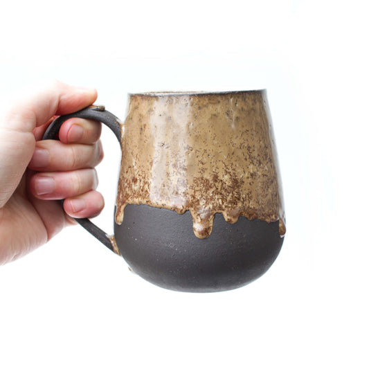 Golden Brown Black Stoneware Mug