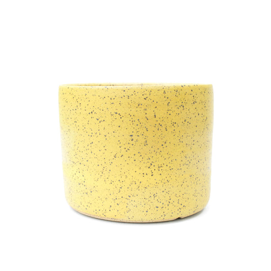 5.5" Yellow Speckled Stoneware Planter Pot