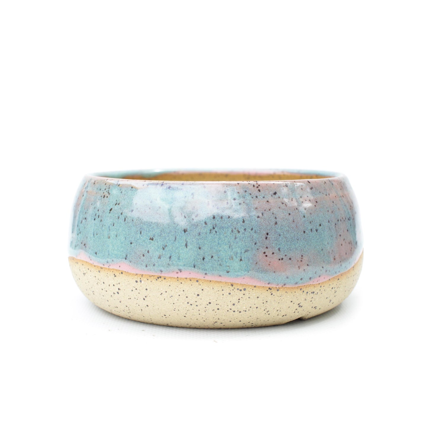 5.5" Blue & Pink Speckled Stoneware Planter Pot