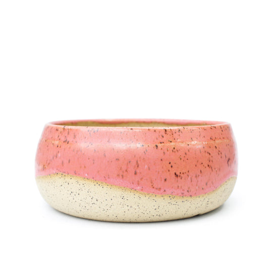 6.5" Coral Pink Speckled Stoneware Planter Pot