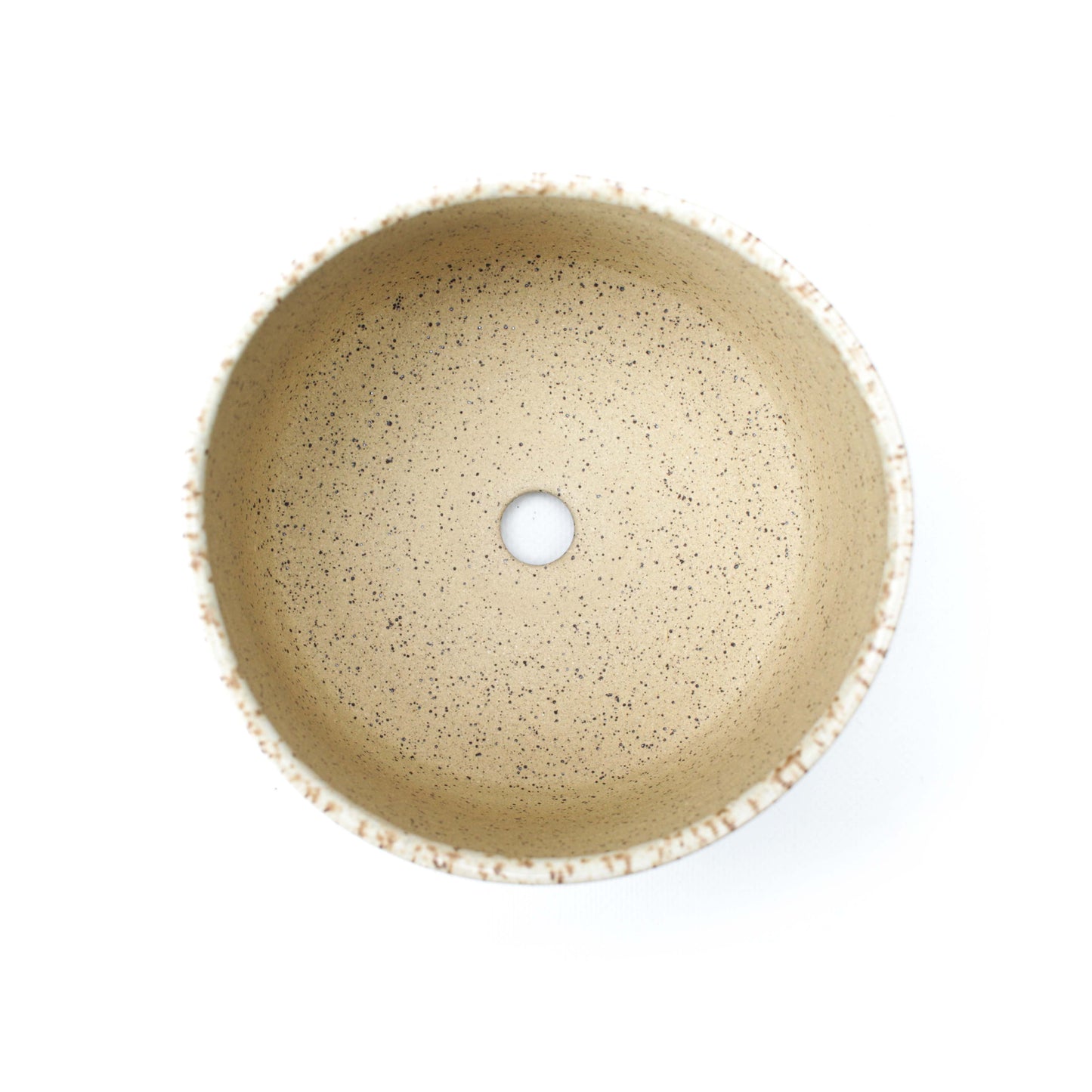 5.5" White & Teal Speckled Stoneware Planter Pot