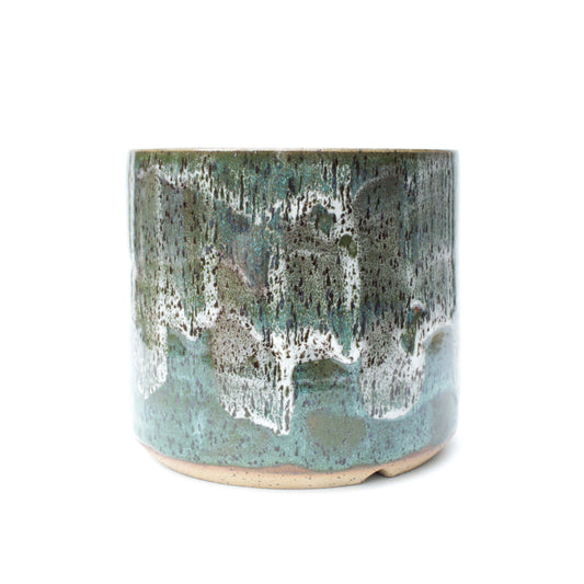 5.5" Green Speckled Stoneware Planter Pot