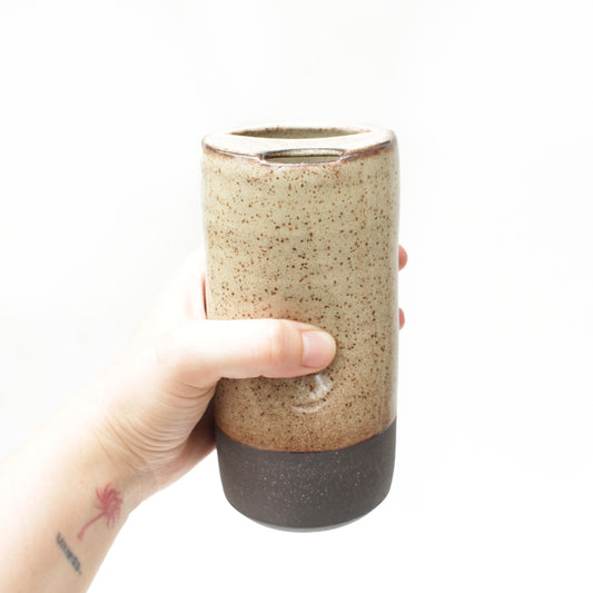 Oatmeal Black Stoneware Travel Mug