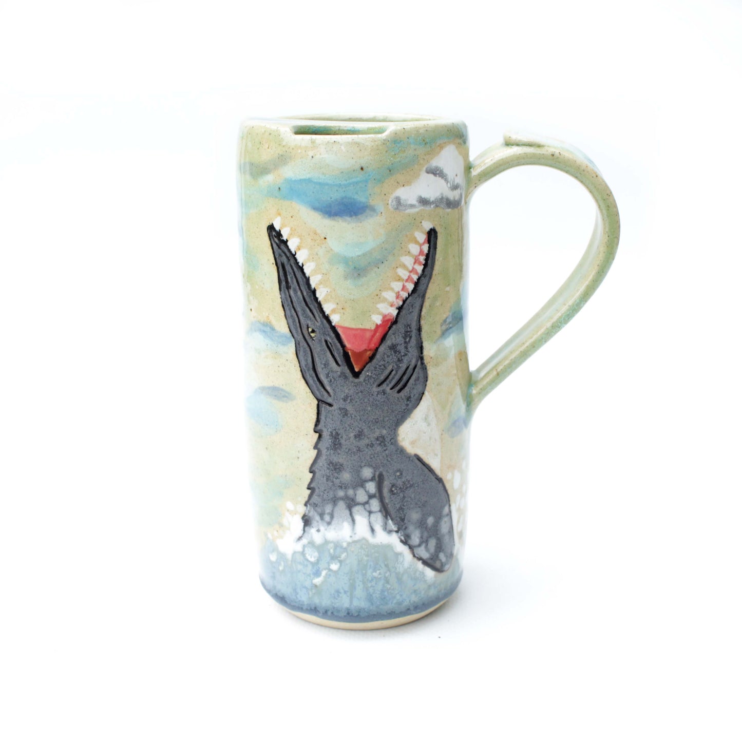 Mosasaur Skinny Stoneware Travel Mug with Handle