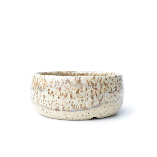 4" Crystal Cream Speckled Stoneware Planter Pot