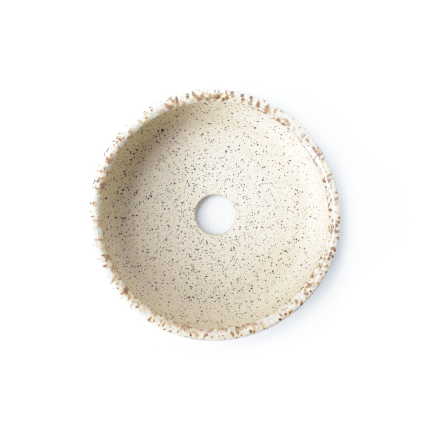 4" Crystal Cream Speckled Stoneware Planter Pot