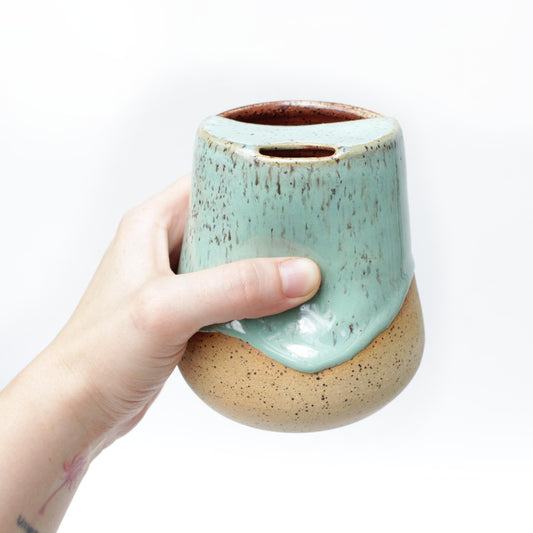 Arctic Mint Cozy Speckled Stoneware Sip-Top Thumb Tumbler