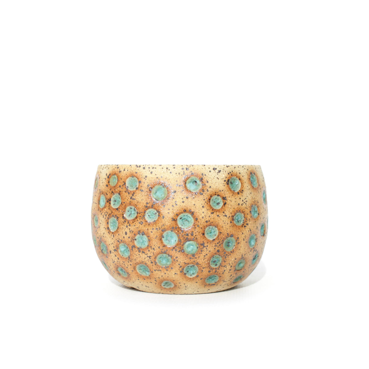 3.25" Teal Speckled Stoneware Planter Pot
