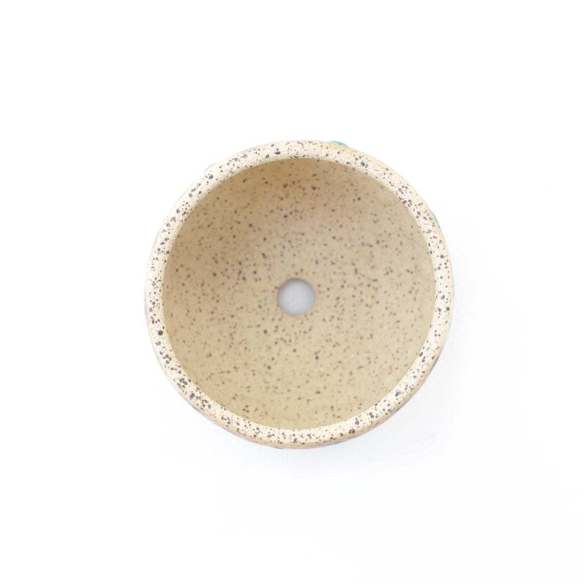 3.25" Teal Speckled Stoneware Planter Pot