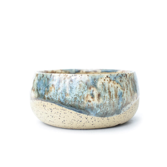 4" Crystal Blue Speckled Stoneware Planter Pot