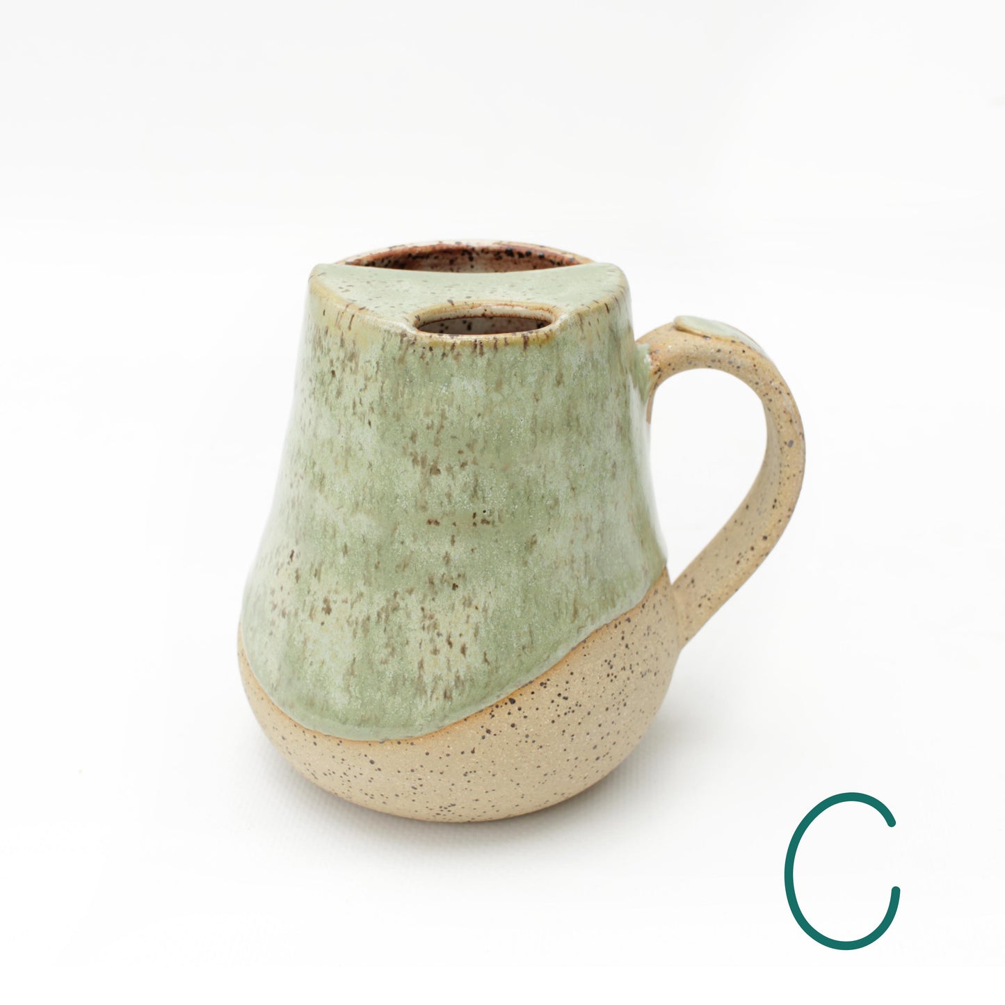 Seafoam Green Speckled Stoneware Sip-Top Mug