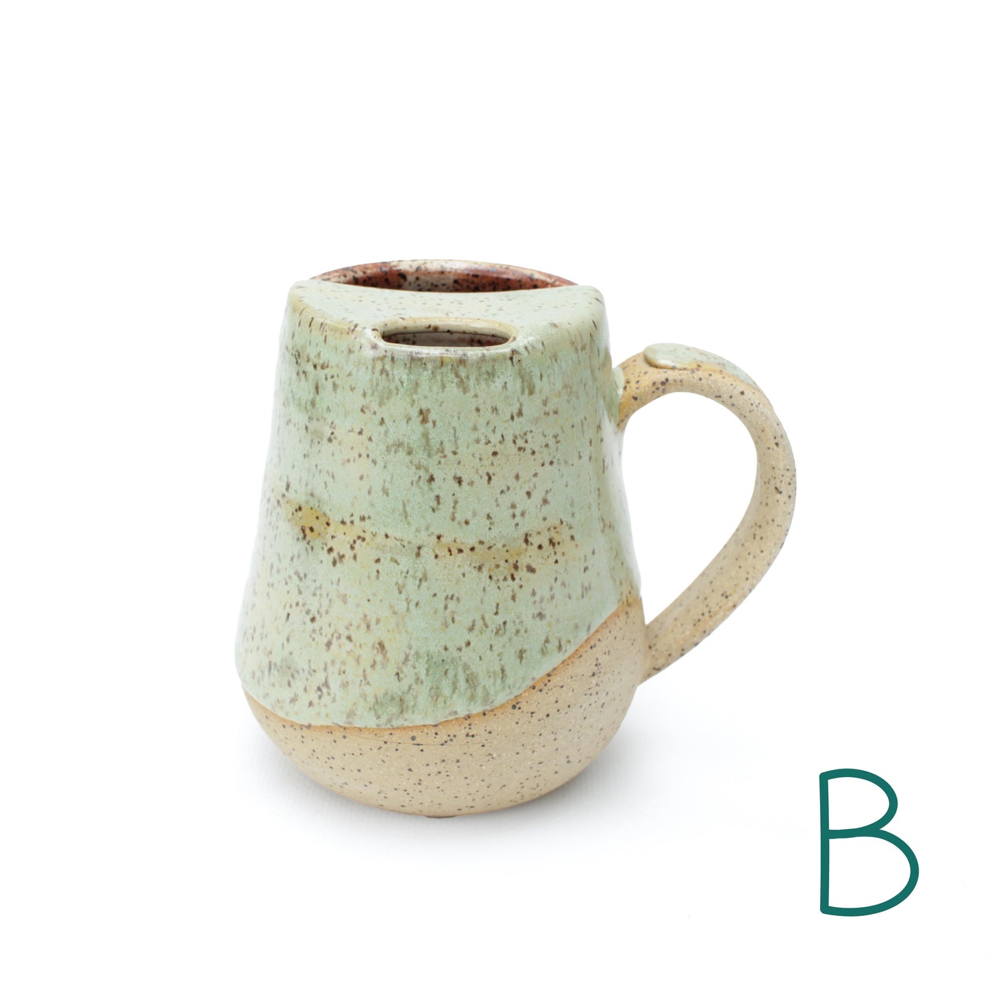 Seafoam Green Speckled Stoneware Sip-Top Mug