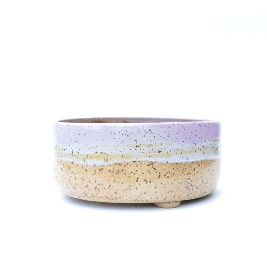 5.75" Lilac & Gold Speckled Stoneware Bonsai Pot