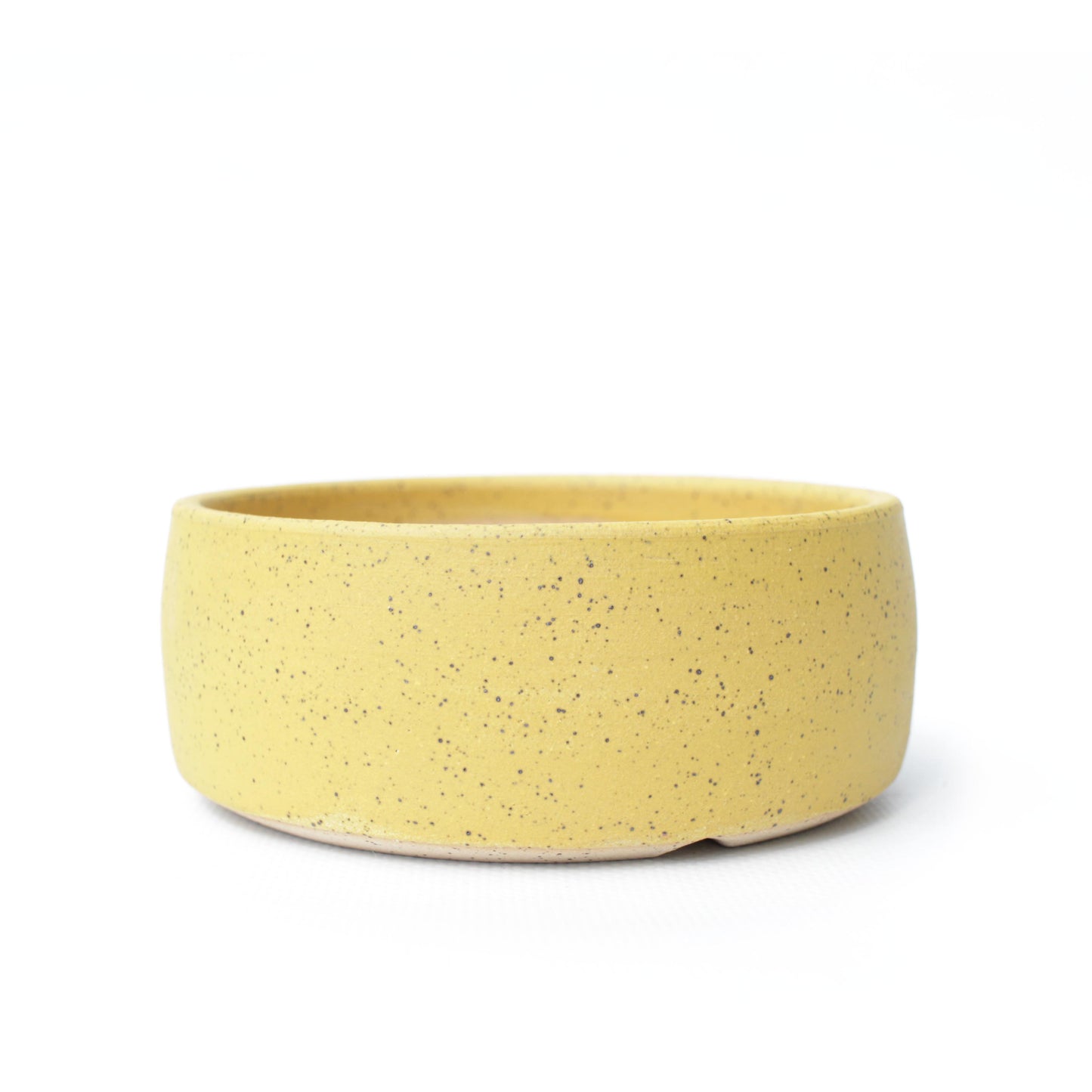 4" Sunflower Yellow Speckled Stoneware Bonsai Pot