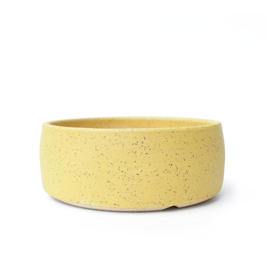 4" Sunflower Yellow Speckled Stoneware Bonsai Pot