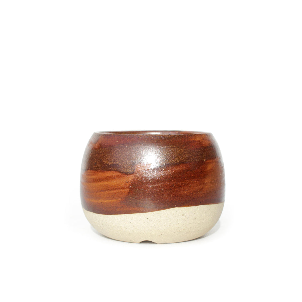 3.25" Warm Brown Stoneware Planter Pot