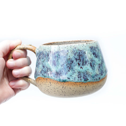 Turquoise Splotched Speckled Stoneware Mug