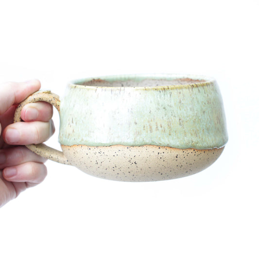 Seafoam Green Speckled Stoneware Latte Mug