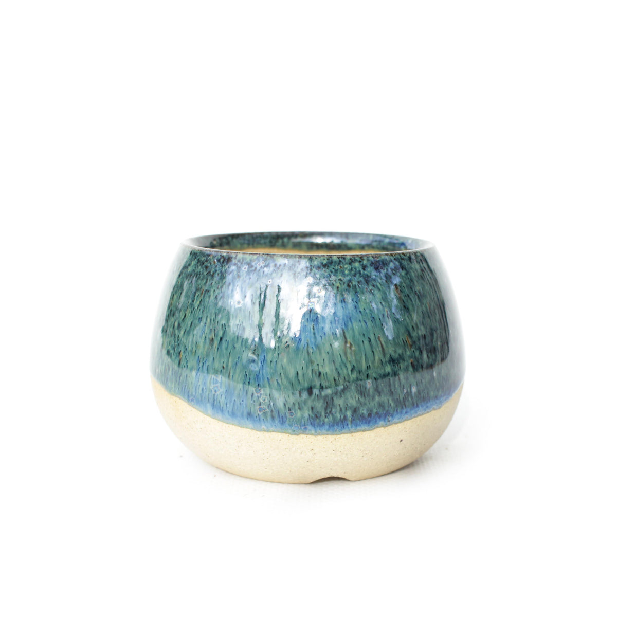 3.25" Blue Stoneware Planter Pot