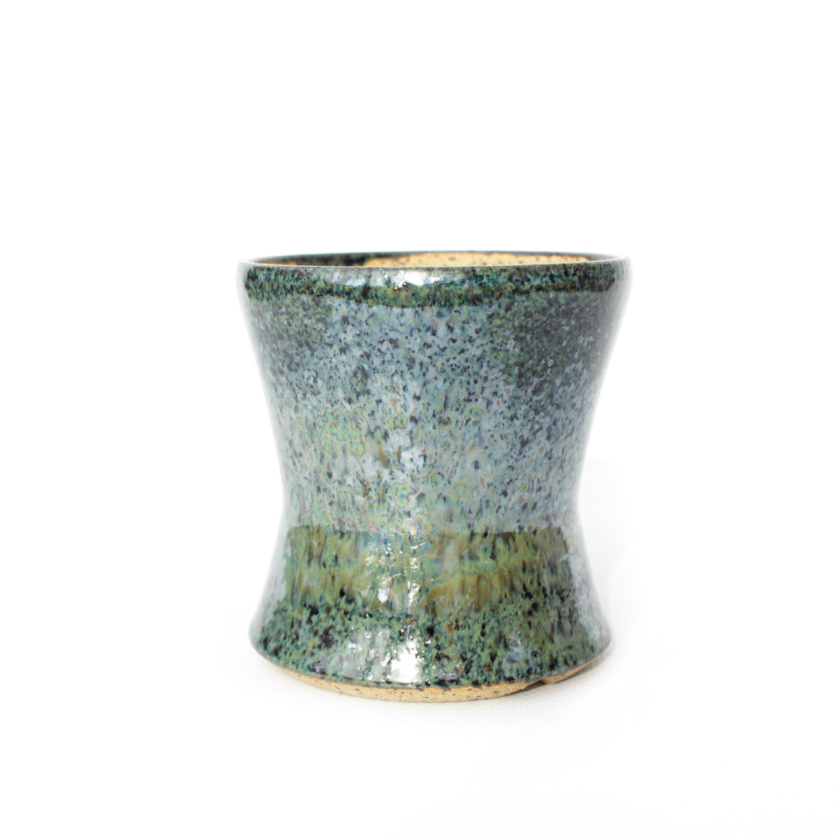 3" Blue Green Speckled Stoneware Planter Pot